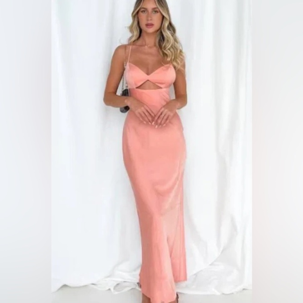 Beginning Boutique Peach Maxi Evening Dress